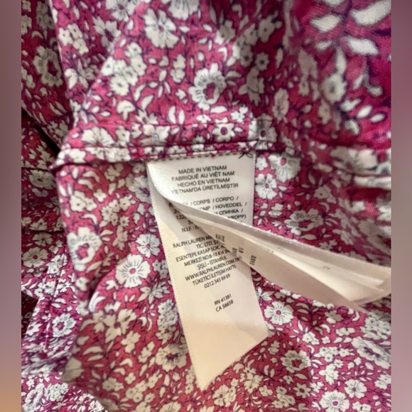 Polo by Ralph Lauren Floral Cotton Shirtdress Buttoned Placket Girls Size 10 - Picture 9 of 9